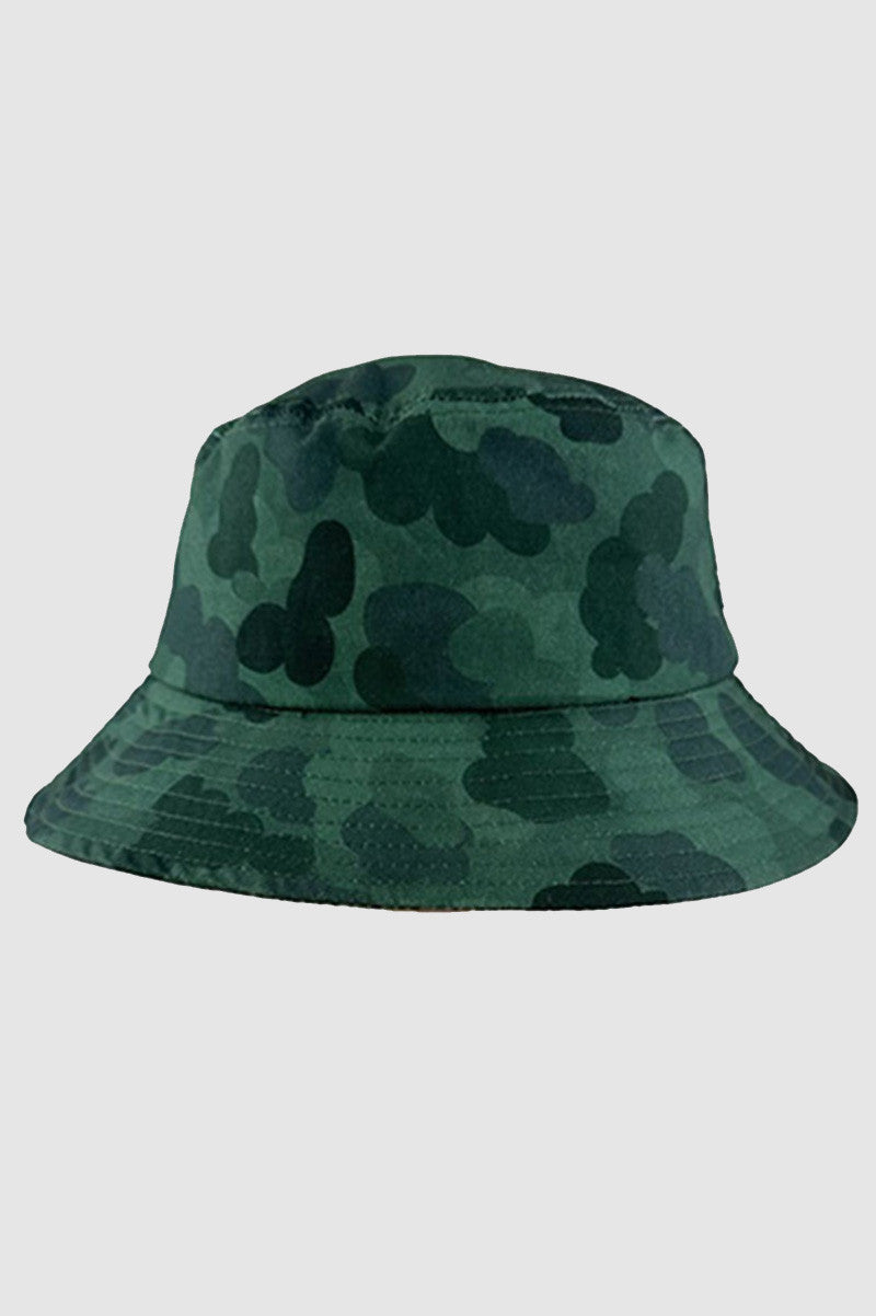 kids welcome to the jungle bucket hat, green camo
