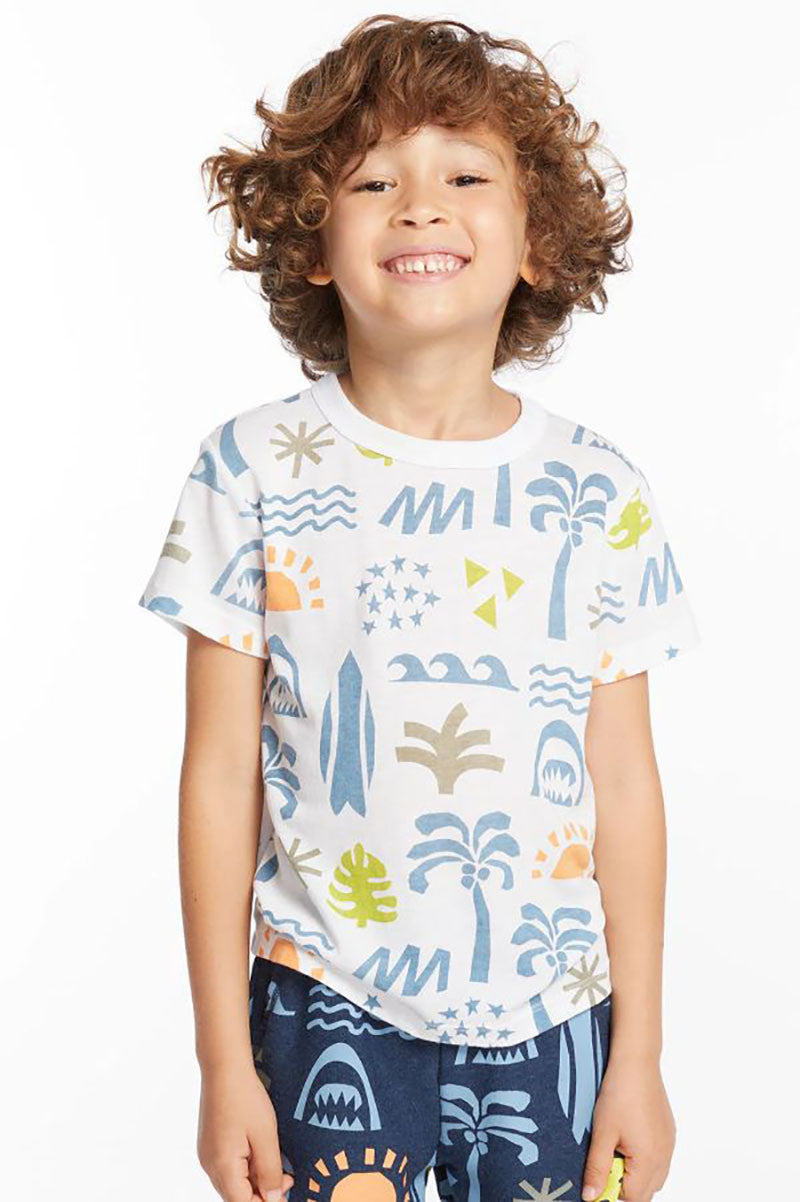 boys surfs up beach shirt, white