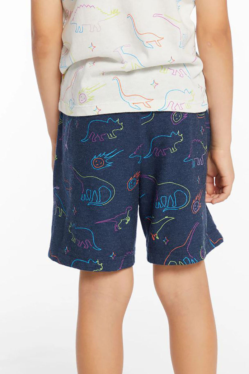 boys neon dinos beach short, back, avalon