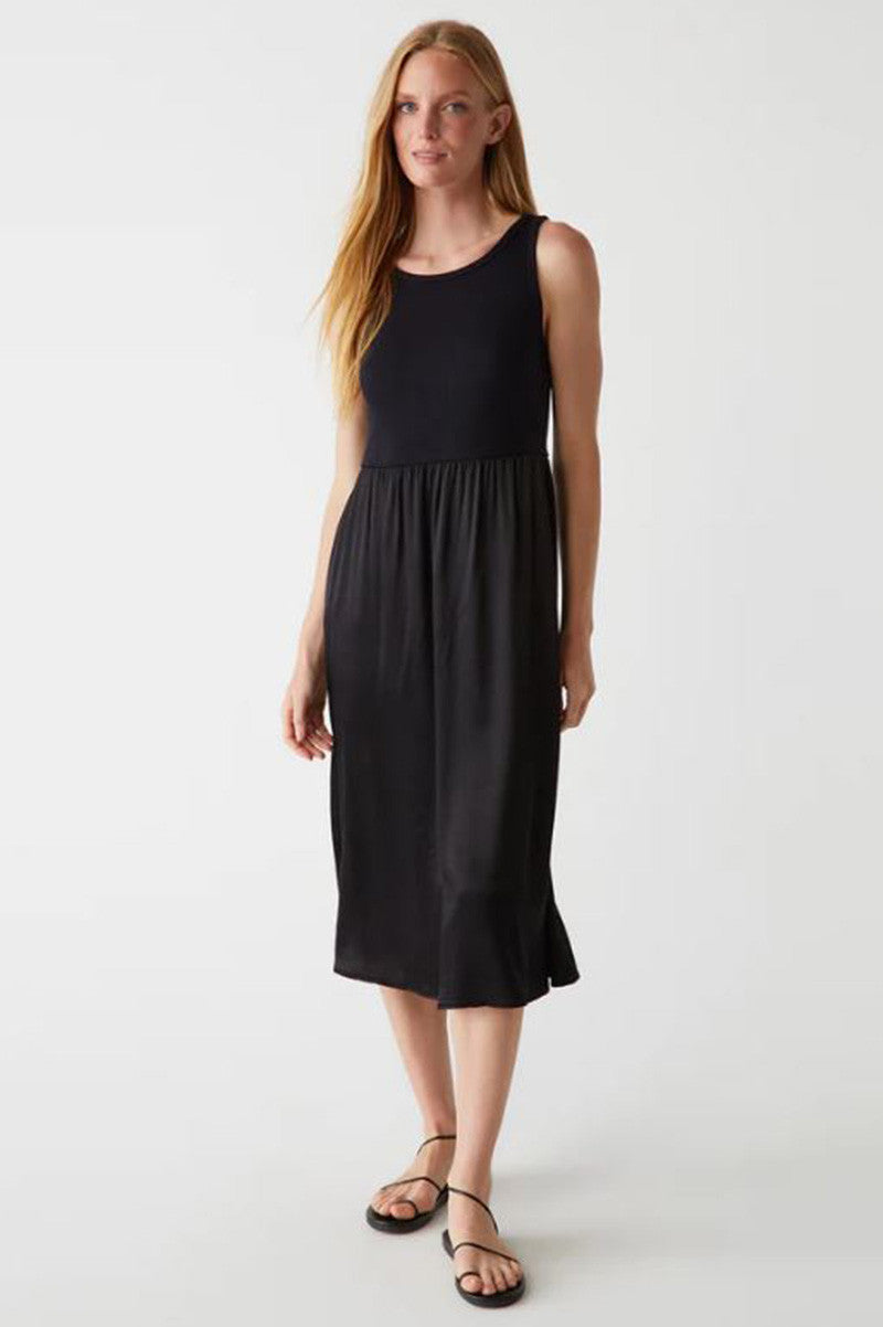 Brigette media tank midi dress in black front view