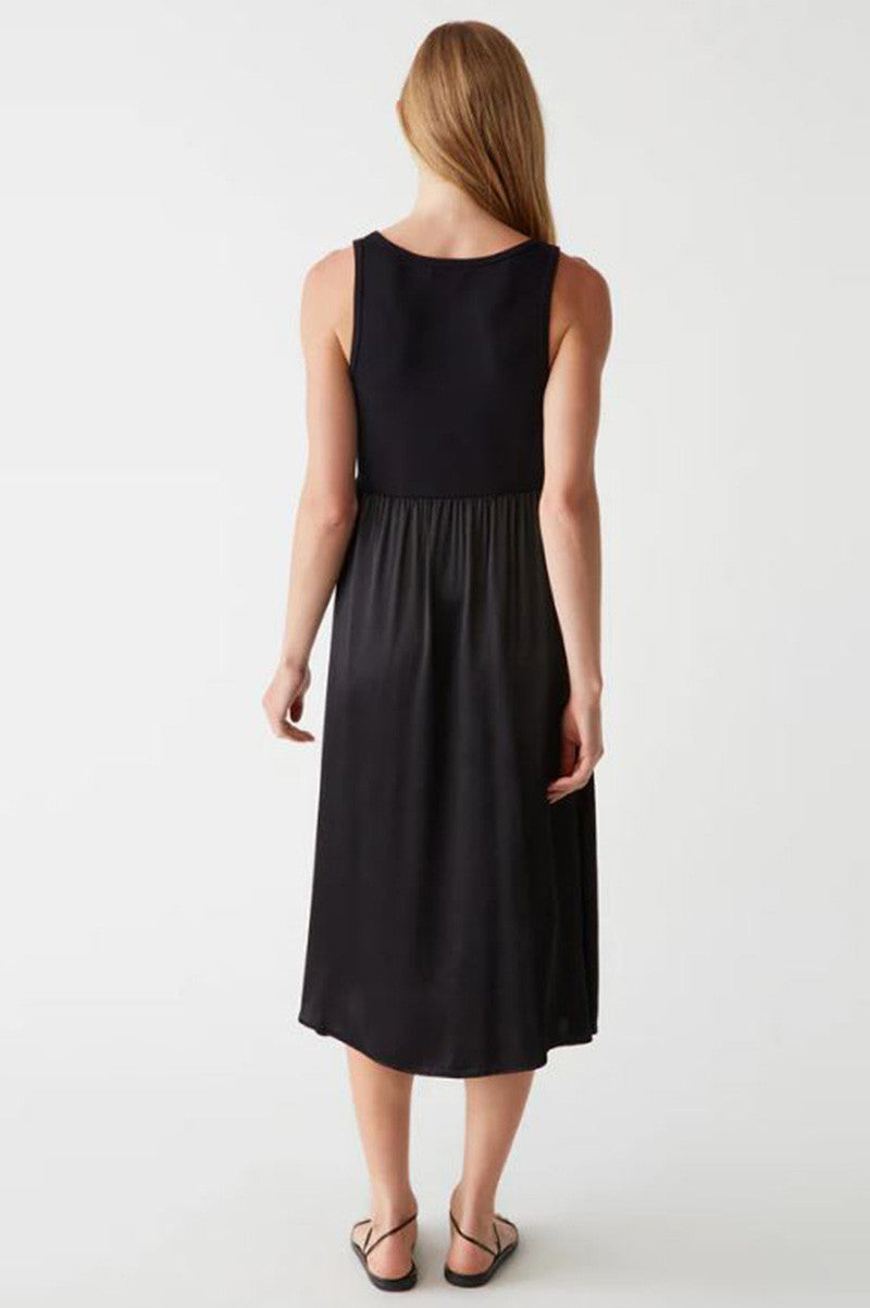 Brigette media tank midi dress in black back view