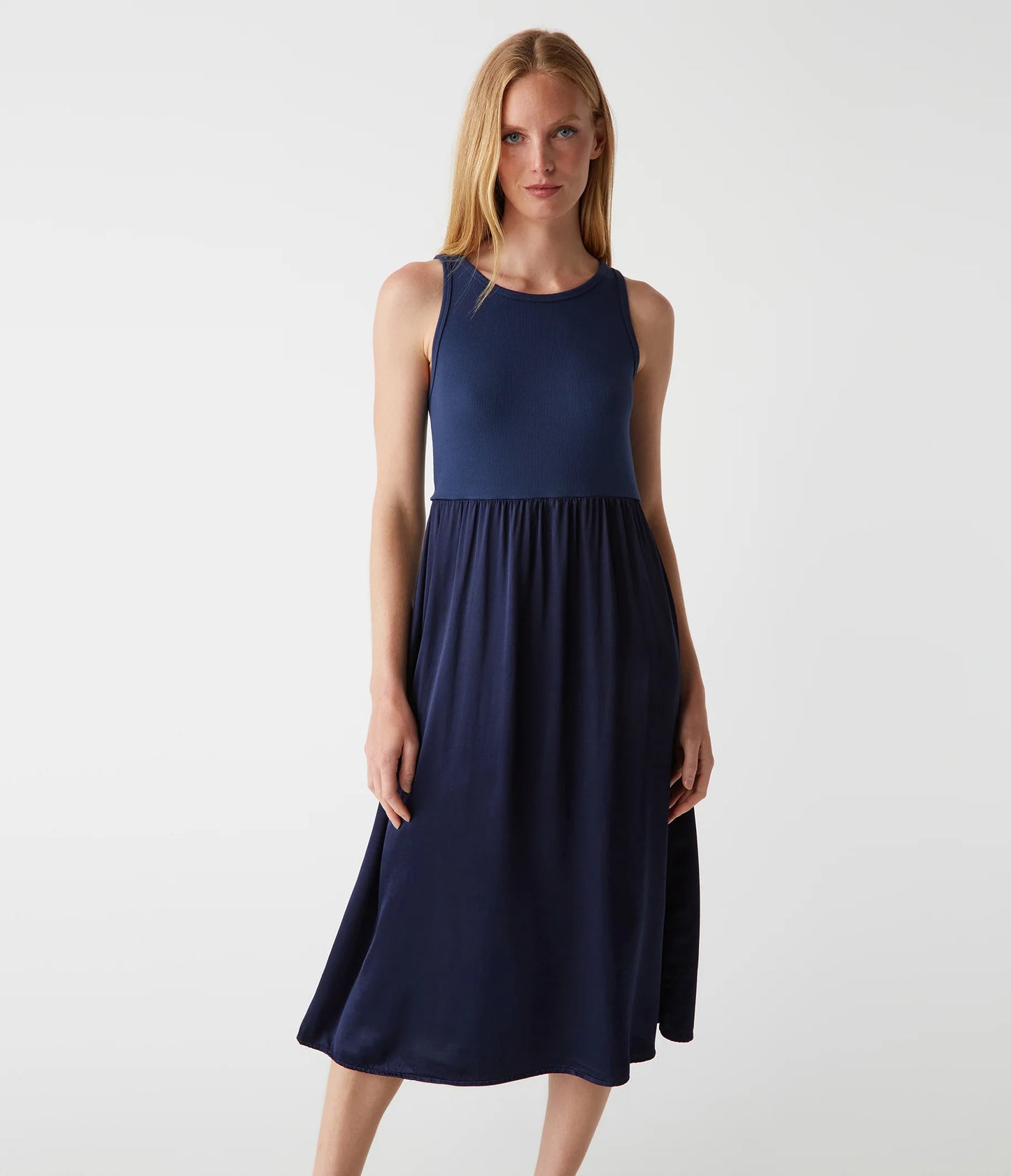 Brigette media tank midi dress in nocturnal front view