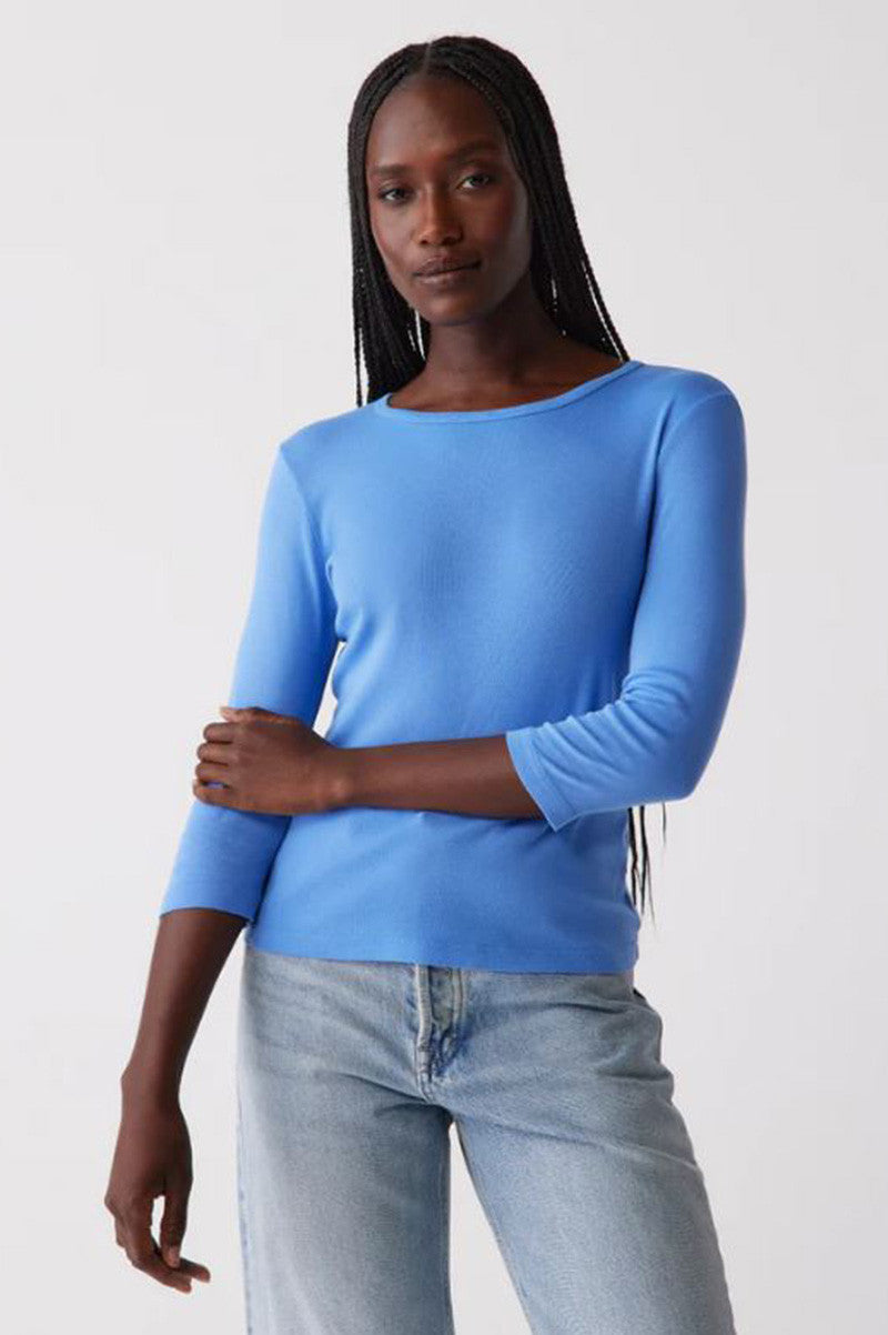 Dakota 3/4 sleeve tee in salt water front view