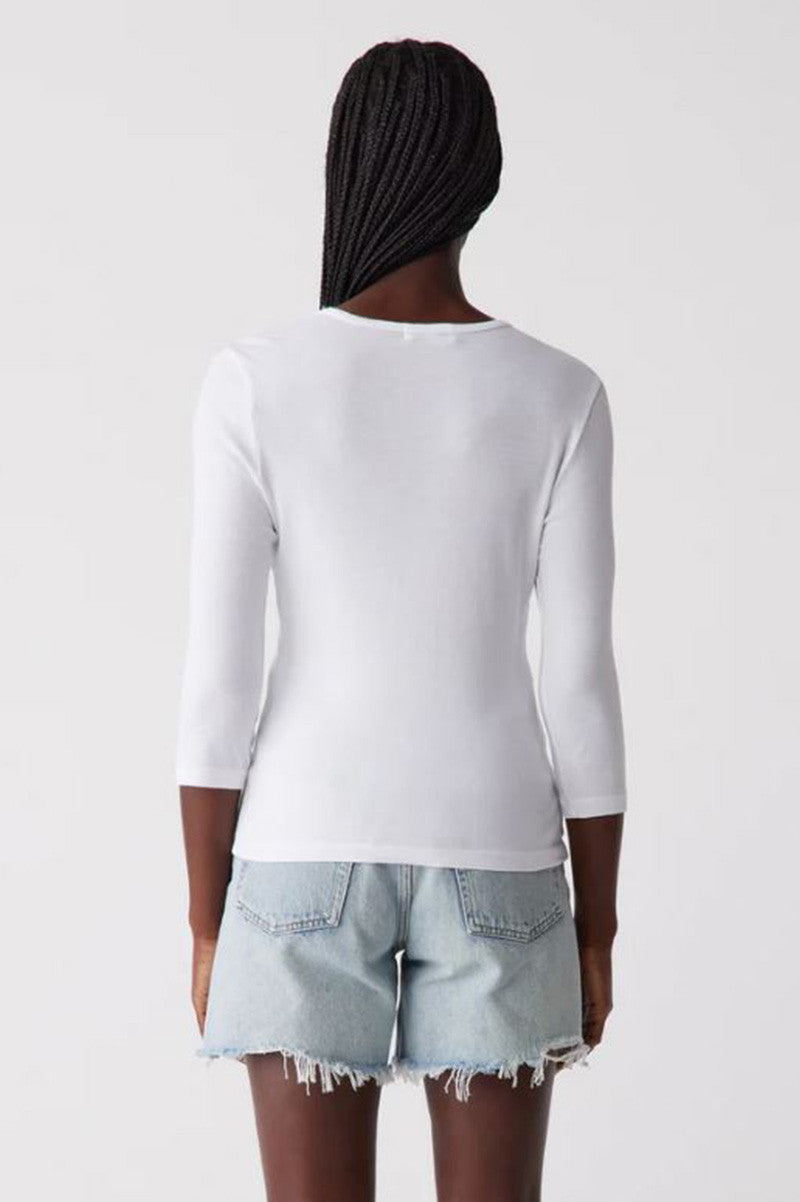 Dakota 3/4 sleeve tee in white back view
