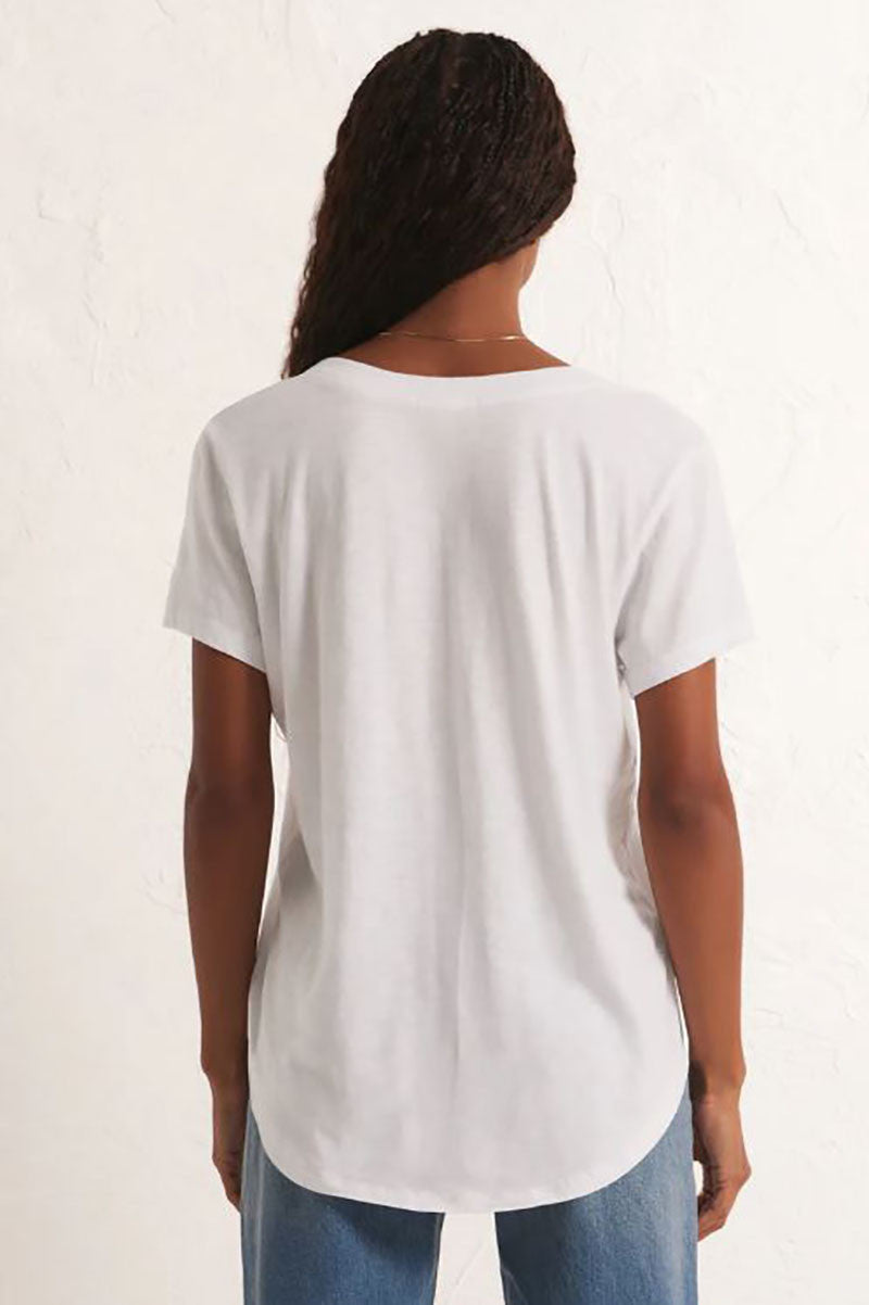 Asher vneck tee in white back view