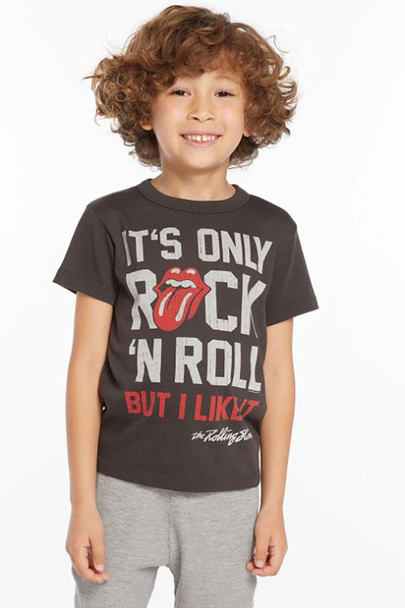 Rolling stones rock n roll tee in vintage black front view