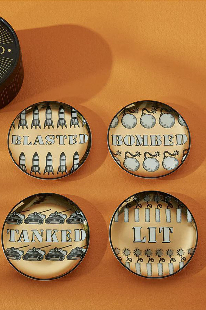 BLITZED COASTERS BLACK AND GOLD