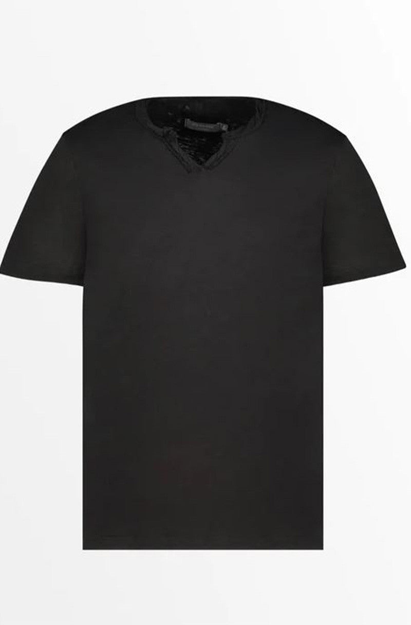 SLUB JS S/S NOTCH VNECK BLACK FRONT