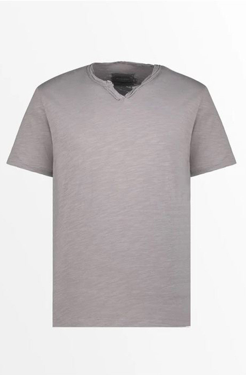 SLUB JS S/S NOTCH VNECK RSTFUL GRY FRONT