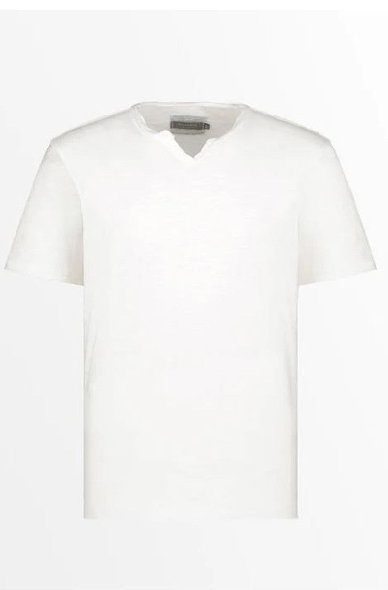 SLUB JS S/S NOTCH VNECK WHITE FRONT