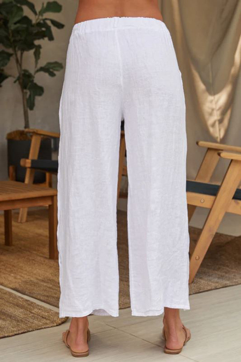 Linen Palazzo pant in white back view