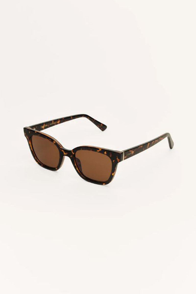 High tide polarized sunglasses in brown tort brown lens side view