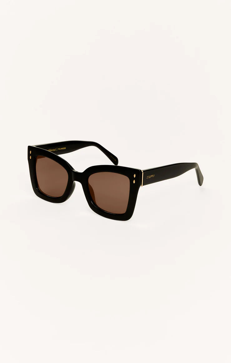 Confidential sunglasses in polish black brown lens side view