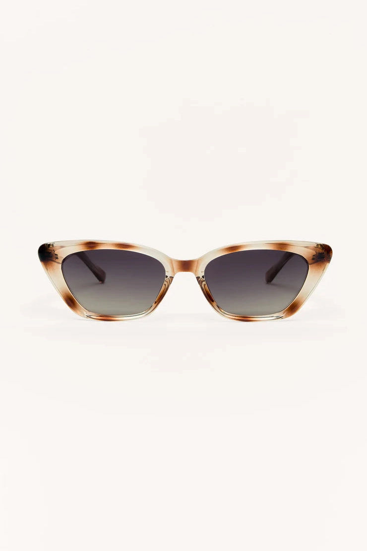 Tortoise-look polarized sunglasses with brown lenses, cat-eye style frame.