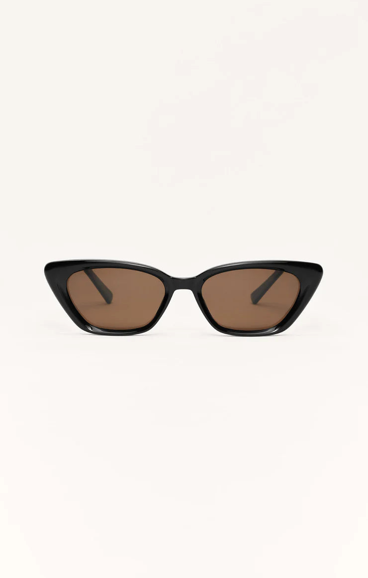 Staycation polarized sunglasses in polished black brown lens