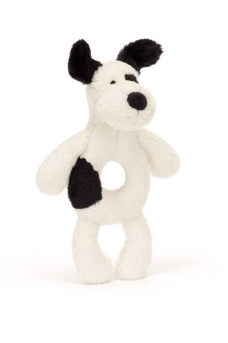 Ring Rattle black and cream puppy