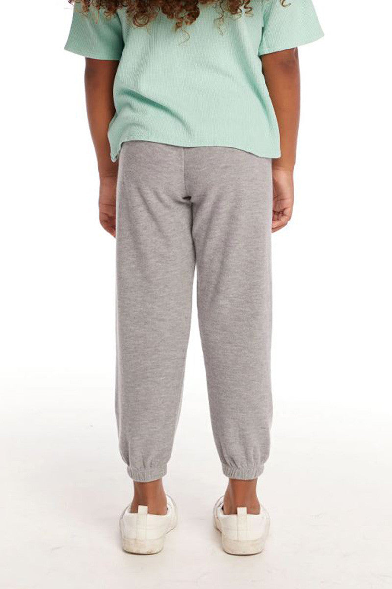 Butterflies slim slouchy pant in HEATHER GREY front view