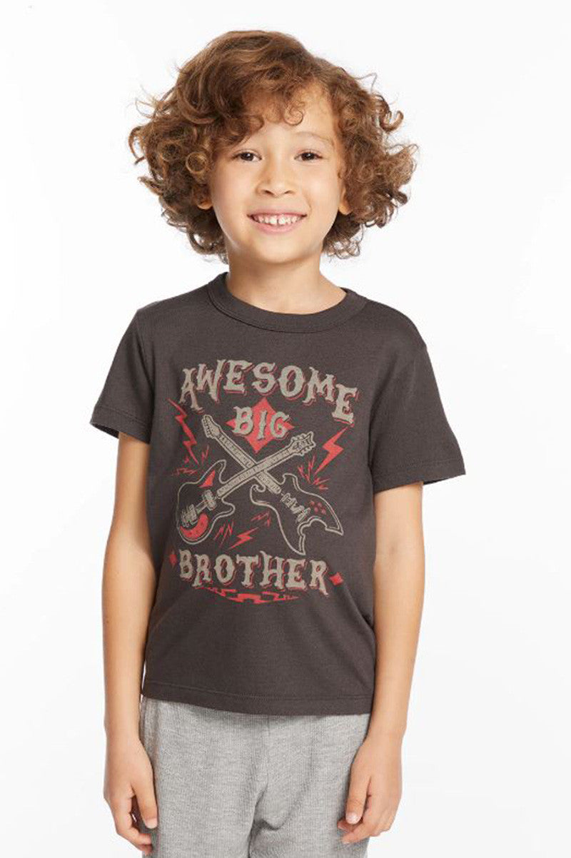 Awesome big brother t shirt in VINTAGE BLACK front view