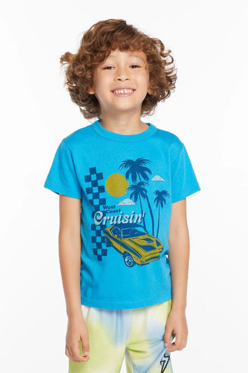 Beach cruisin t shirt in BLUE DANUBE front view