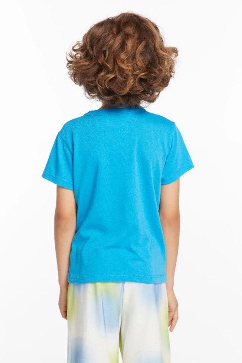 Beach cruisin t shirt in BLUE DANUBE back view