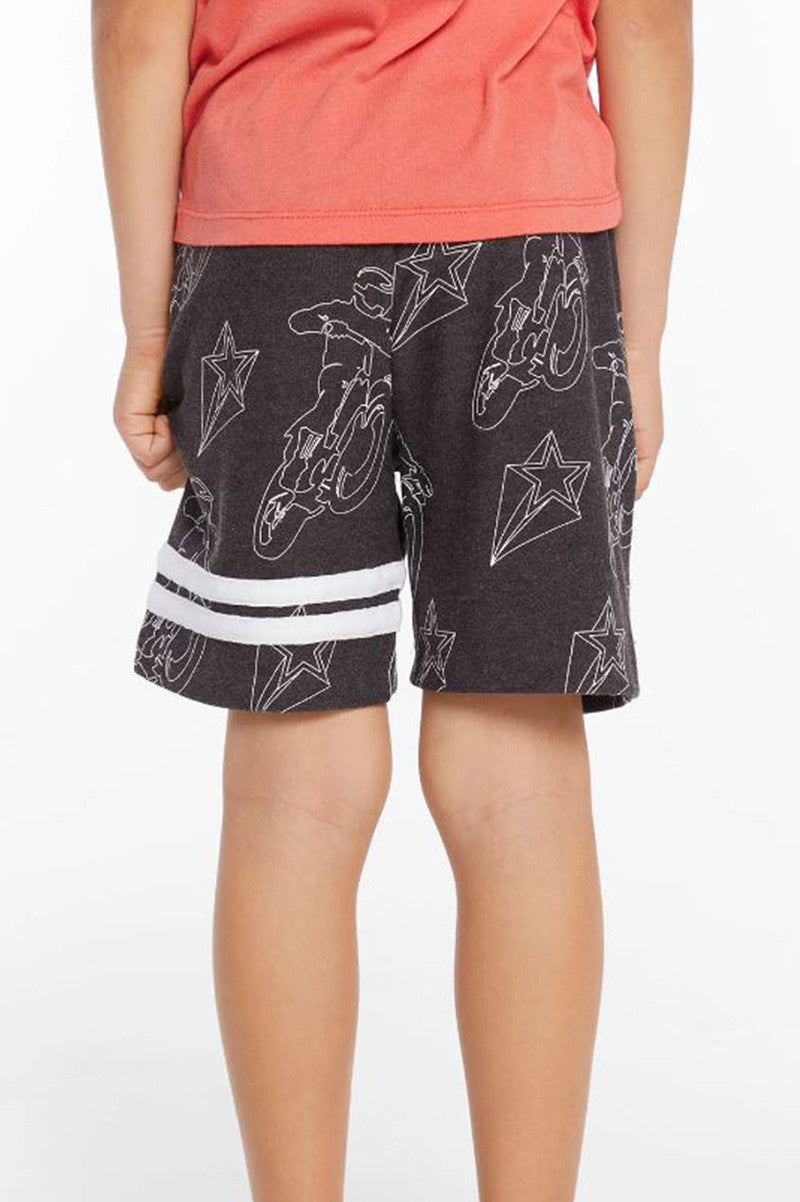 Moto star shorts in VINTAGE BLACK back view