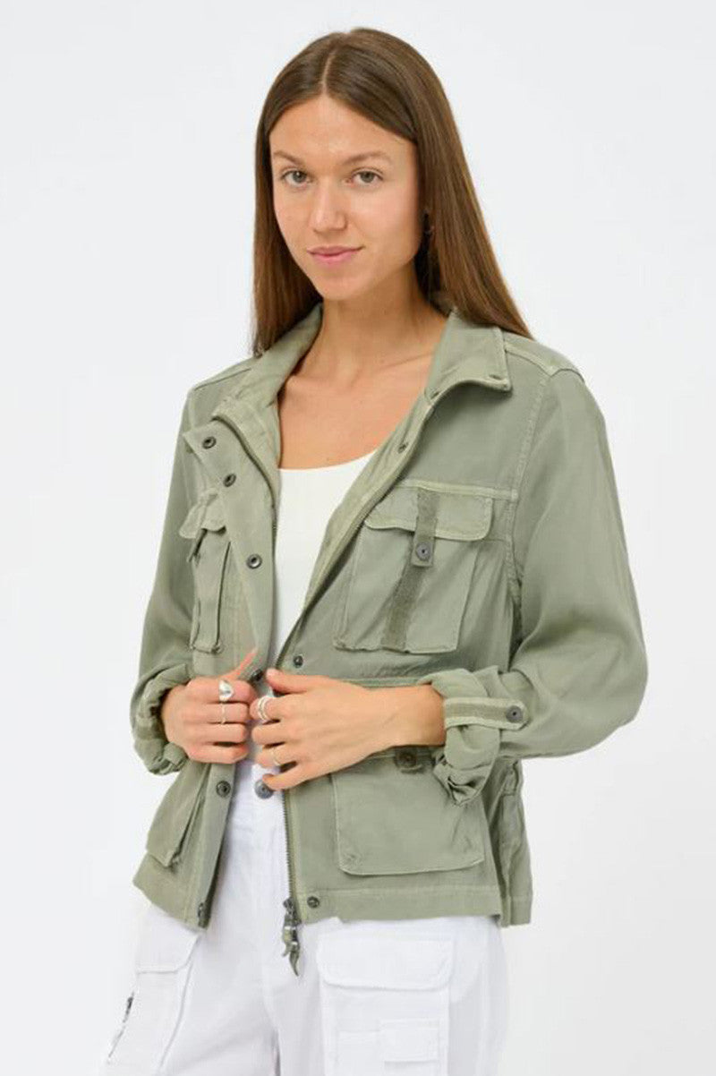 Autumn jacket in sea mist front view