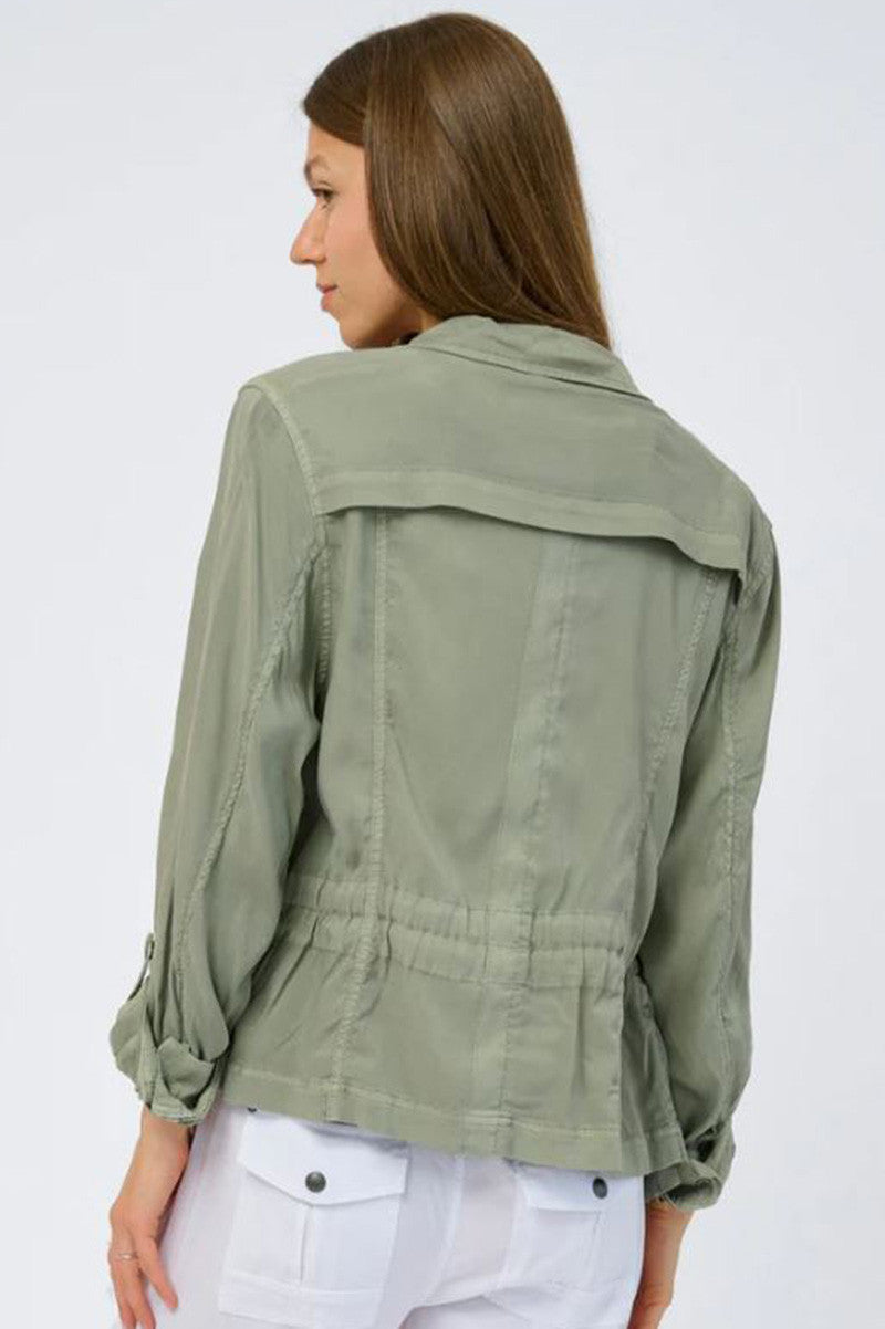 Autumn jacket in sea mist back view
