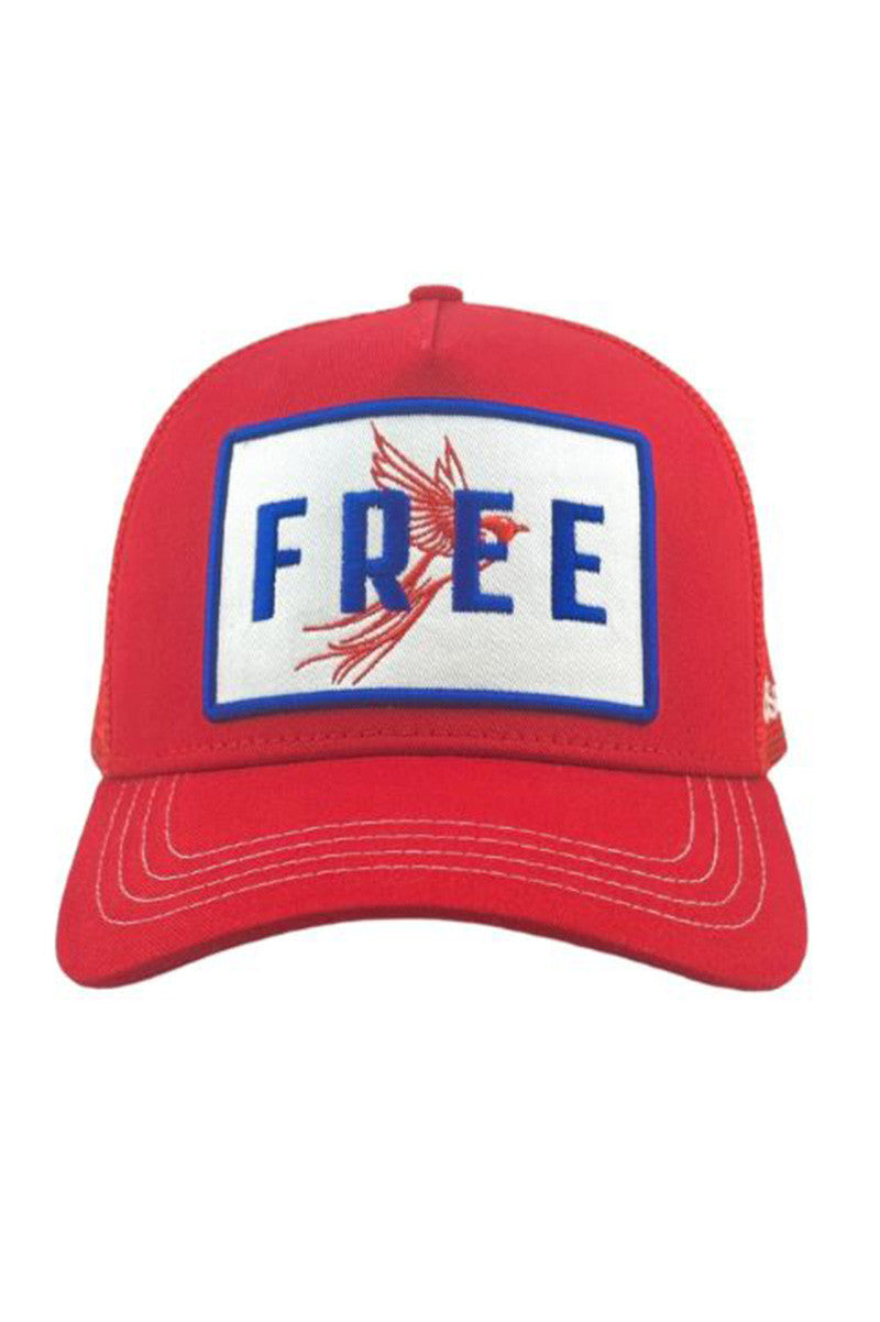 Free trucker in cherry red front view