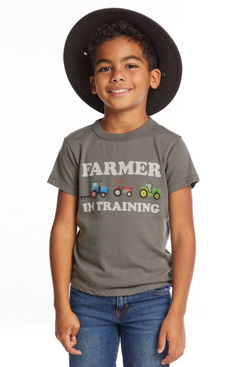 Farmers in training tee in safari front view