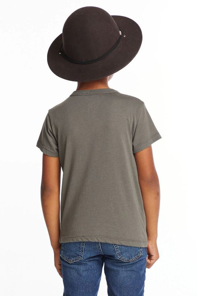 Farmers in training tee in safari back view