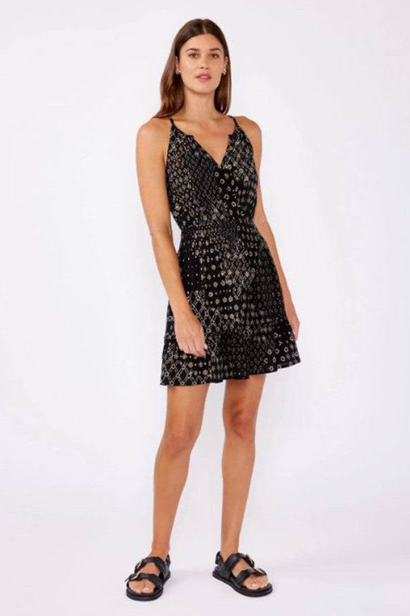 celestial garden mini dress in black/gold style view