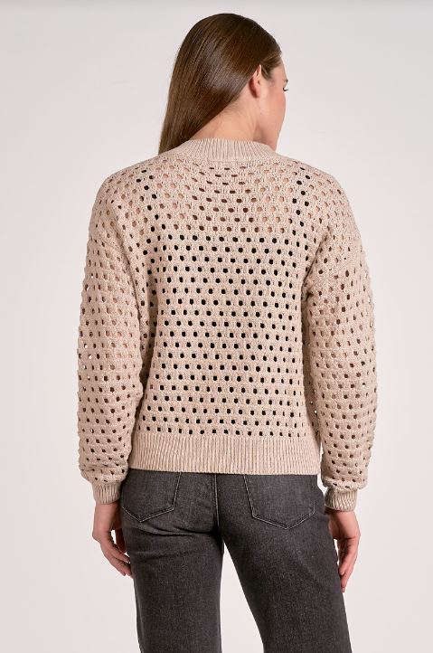 Cardigan zip up sweater in stone back view