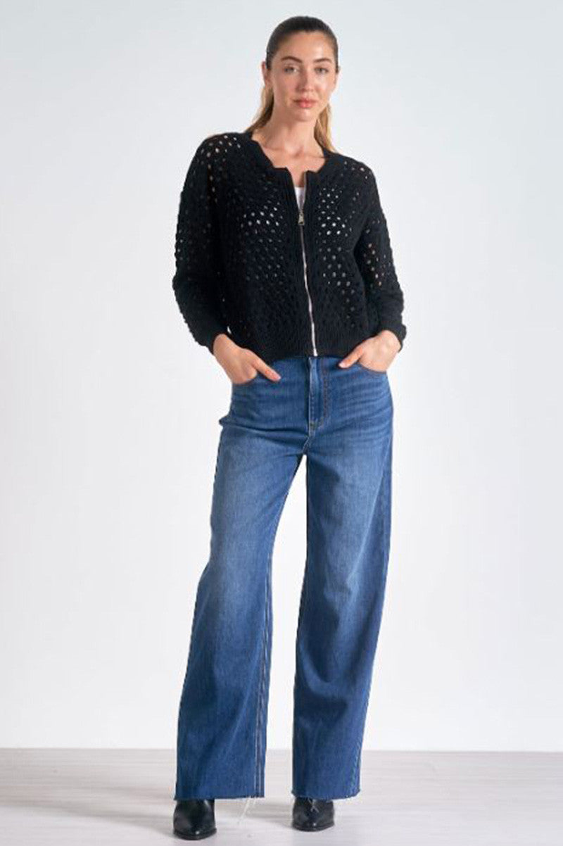 Aster sweater cardigan in black style view