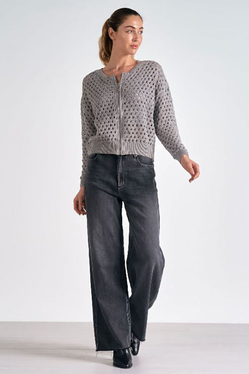 Aster sweater cardigan in light grey style view