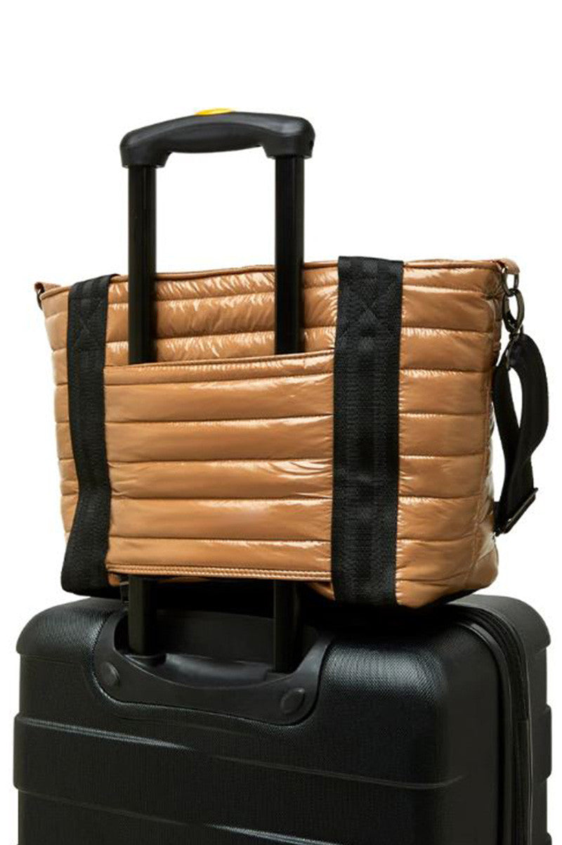 jr. jetset wingman in glossy caramel luggage view