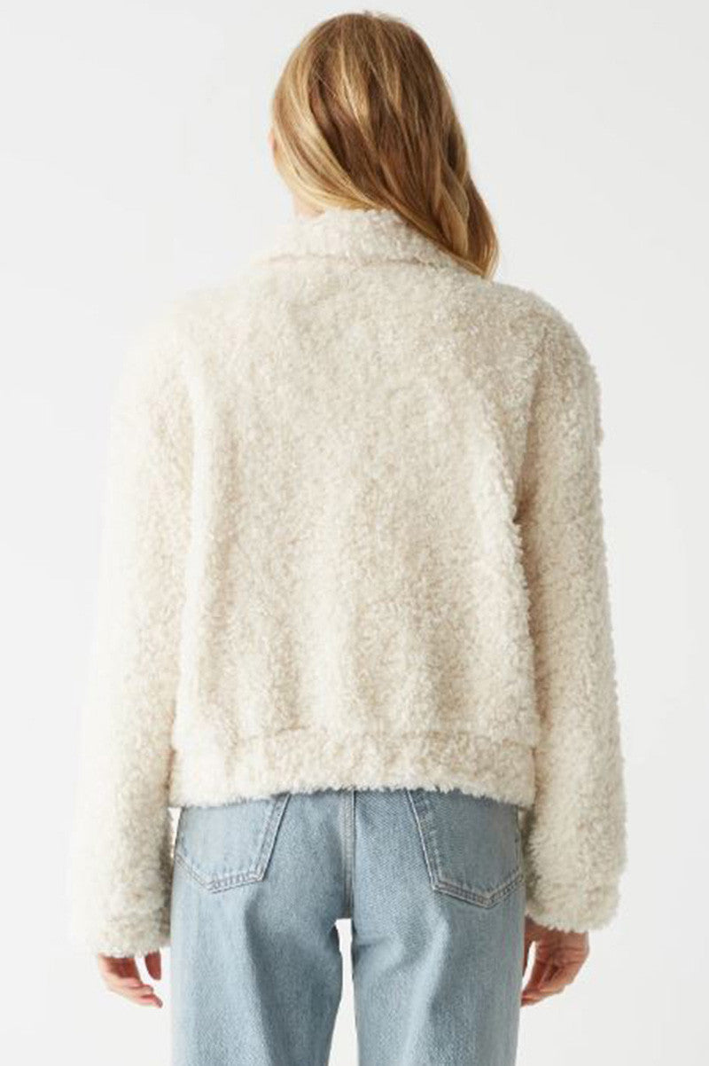 ziggy faux shearling jacket in chalk back view