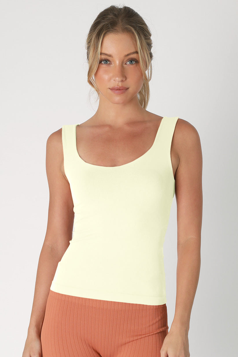 CLEAN LINE SWEET HEART TANK IN BUTTER CREAM FRONT VIEW
