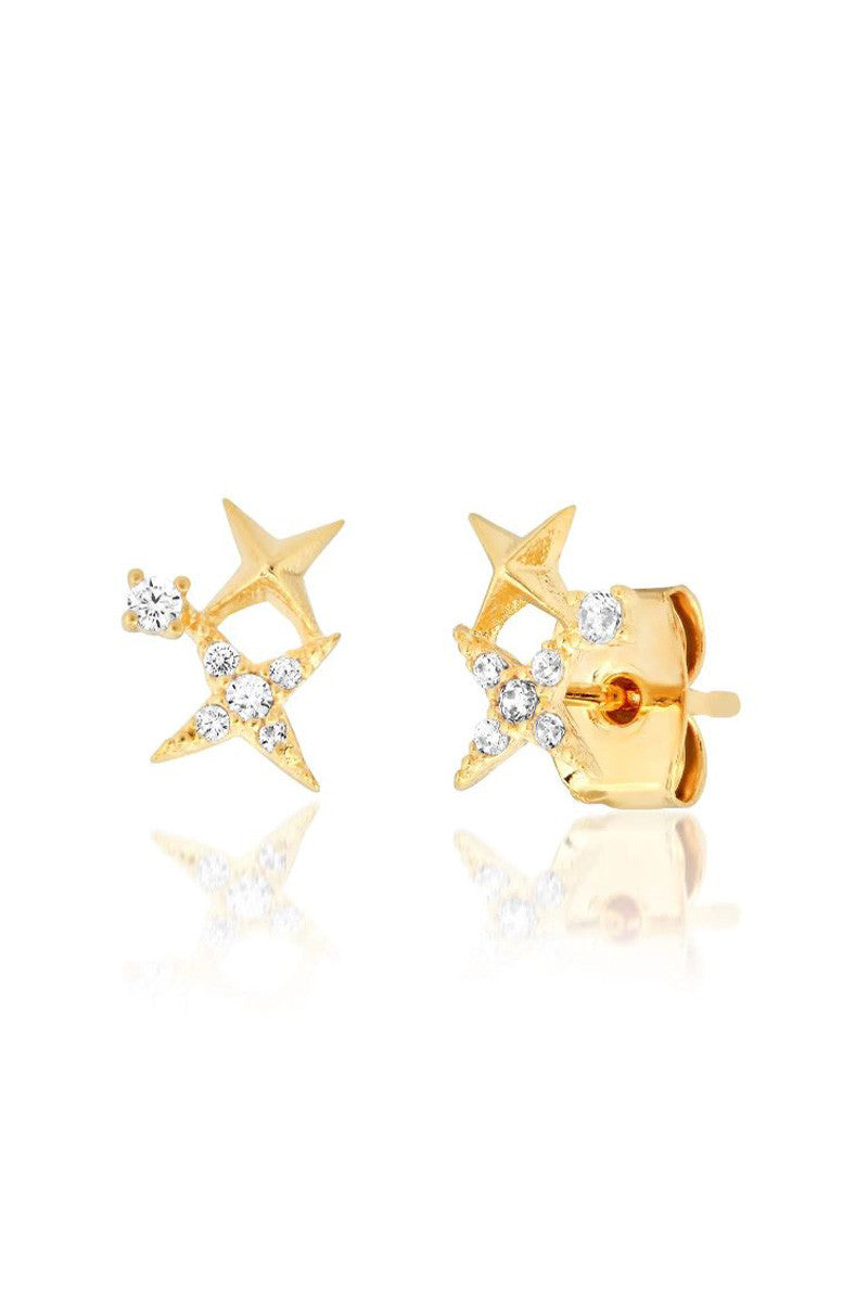 starburst cz earrings in gold