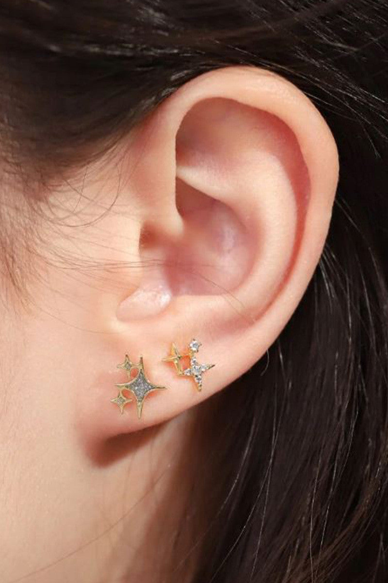 starburst cz earrings in gold