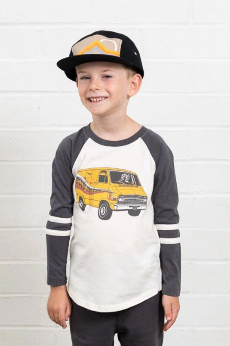 vantastic raglan in natural/vintage black front view