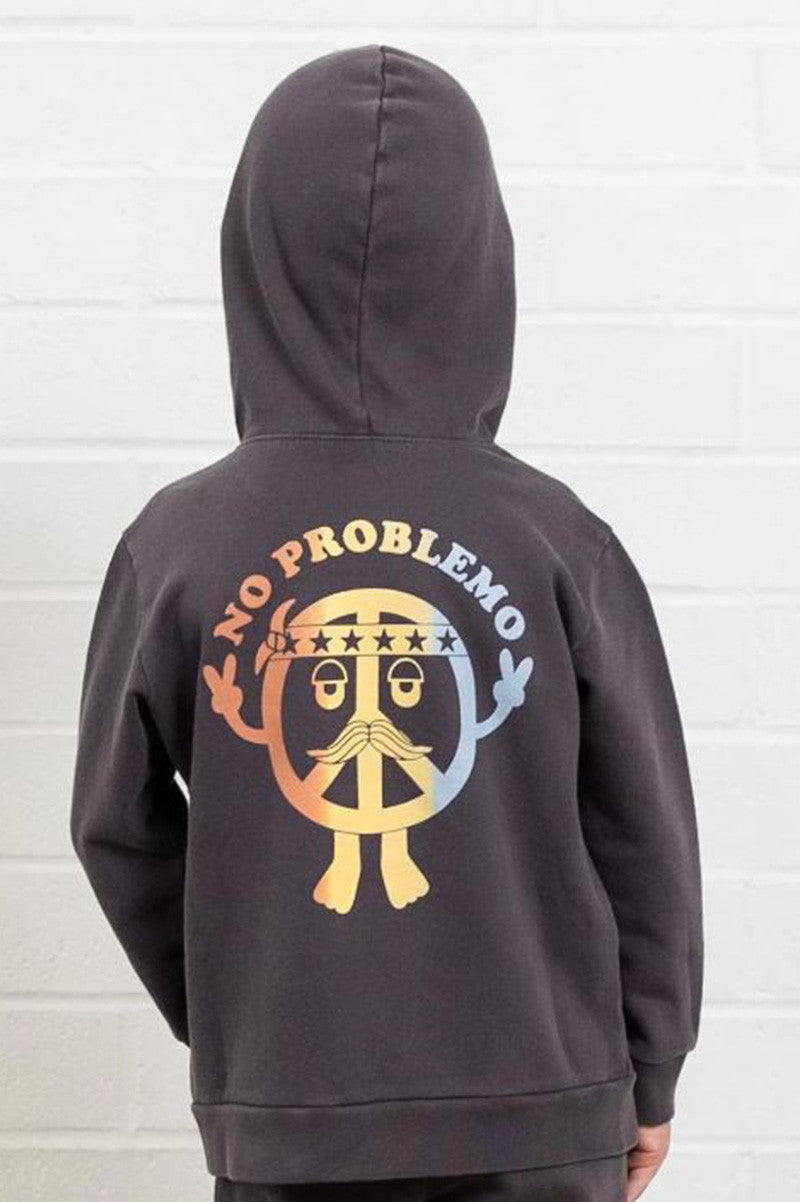 no problemo hoodie in mineral black back view