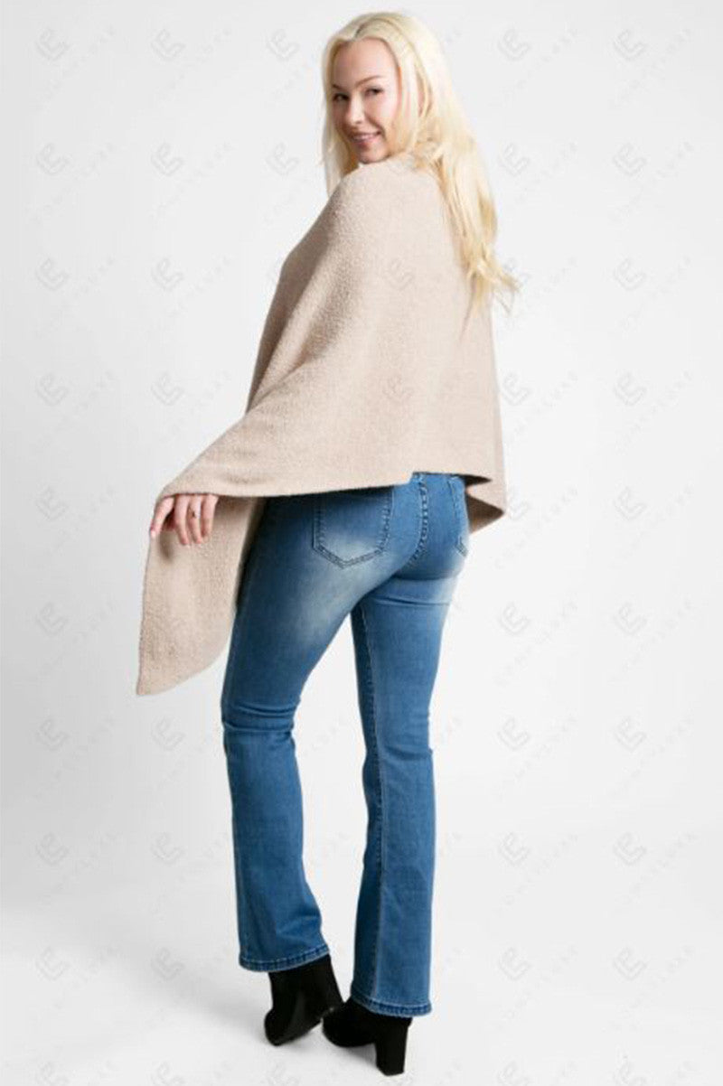 OPEN SHAWL CARDIGAN WITH POCKETS