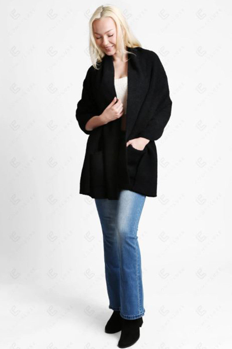 OPEN SHAWL CARDIGAN WITH POCKETS