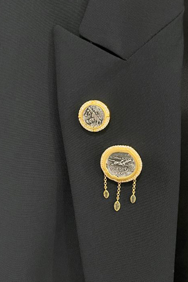 ARAS BROOCH in gold/vintage silver/clear