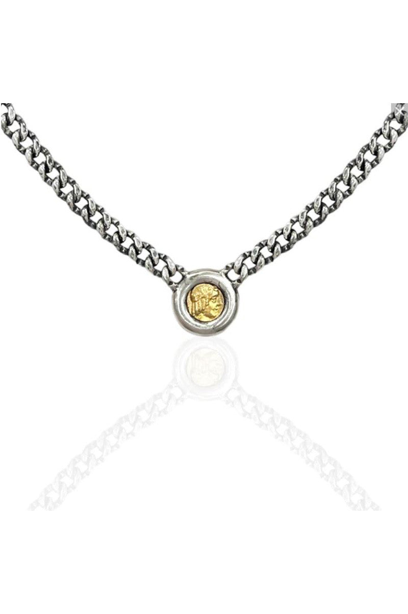 OLENA COIN NECKLACE in vintage silver/g