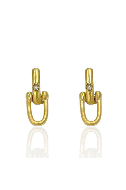 BRIONI HORSESHOE EARRINGS in gold/labradorite