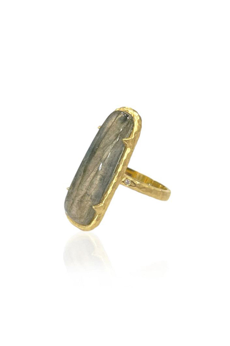 BORA RING labradorite-gold/clear side view