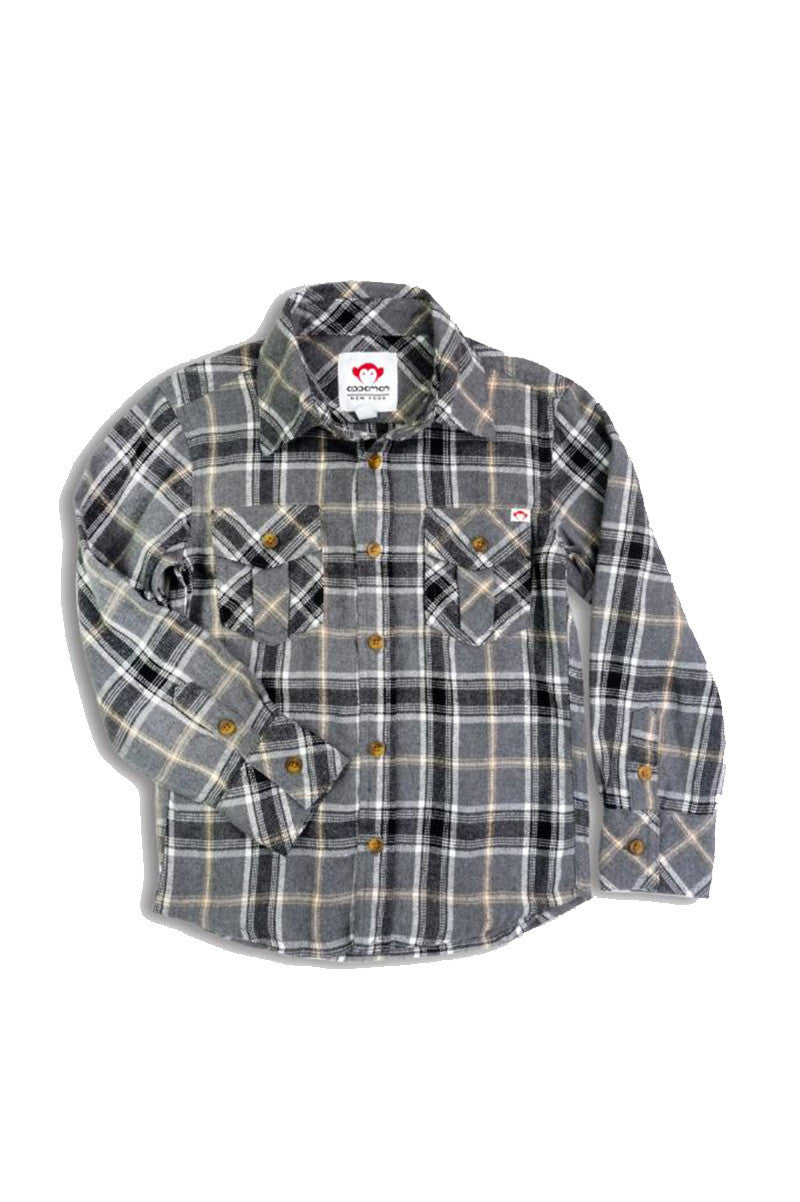 flannel shirt in greige plaid