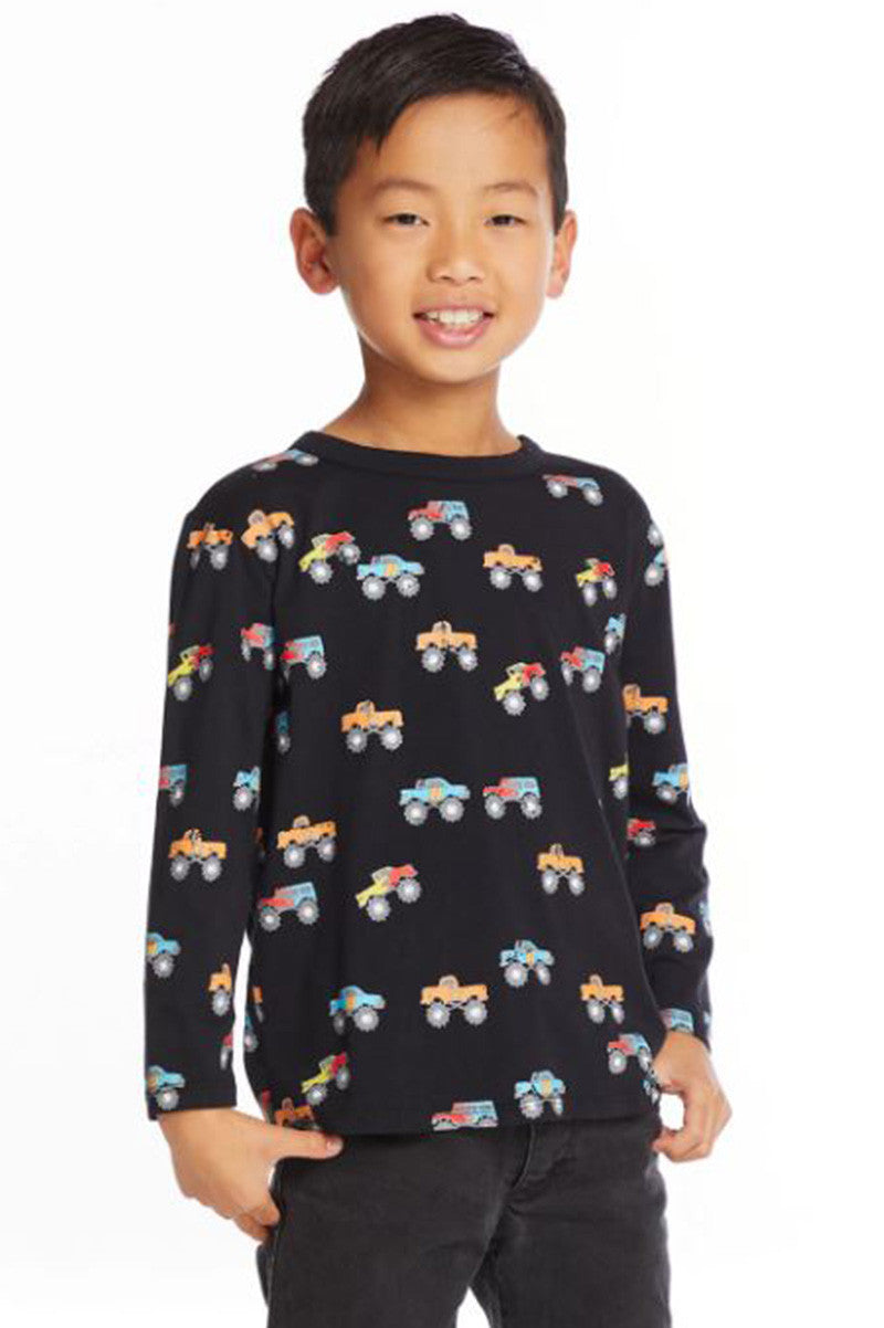 truck jam long sleeve crew neck in true black front view