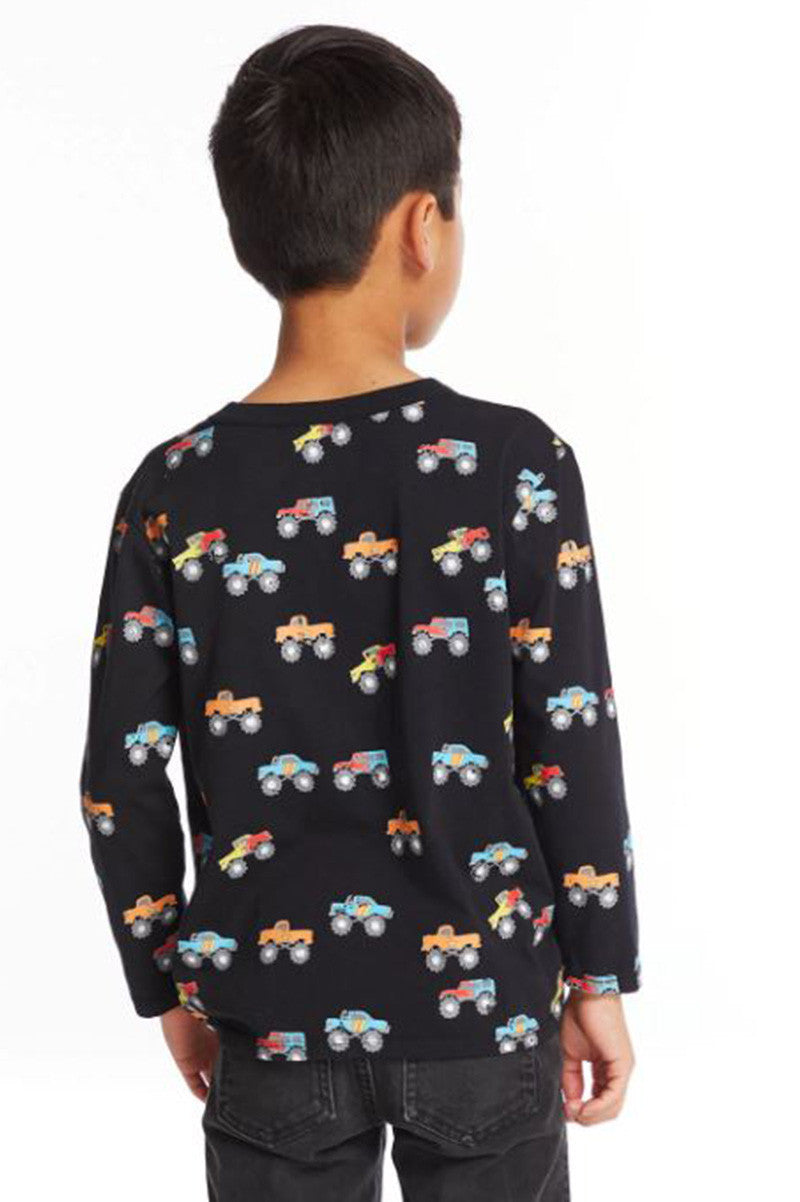 truck jam long sleeve crew neck in true black back view